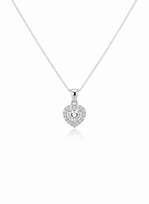 Herzschlag aus Kristall: Eleganter Solitär-Anhänger mit Halo