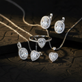 Ensemble de soirée – Luxury Heart Bundle, Bague Halo & Boucles d'oreilles ovales